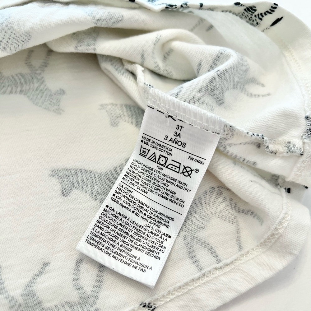 Old Navy Zebra Print Short Sleeve Kids Dress - Black and White | Girls 3T - Picture 5 of 5